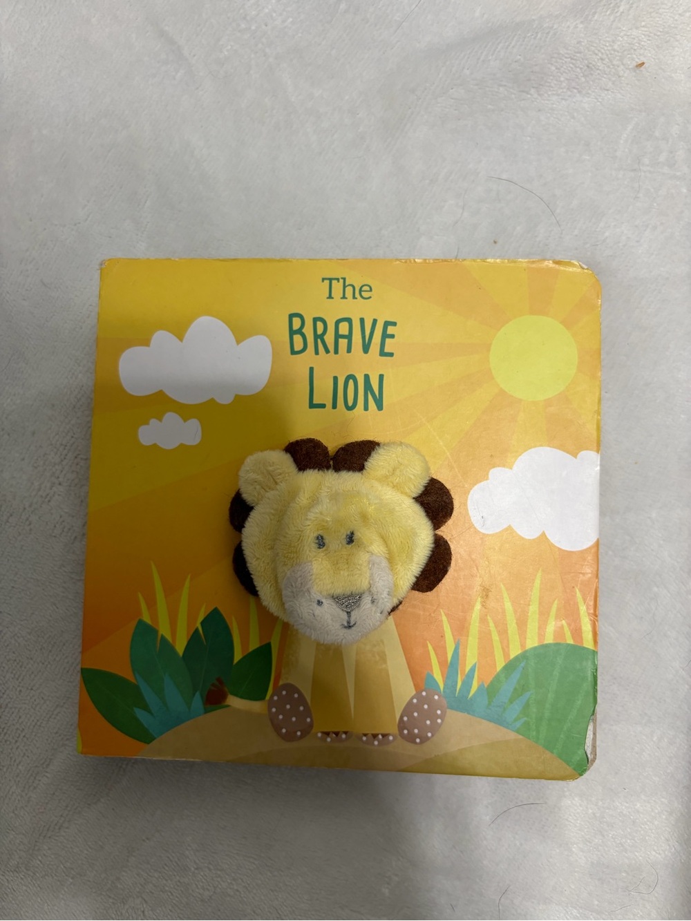 The Brave Lion Soft Plush Finger Puppet Board Book - Yellow